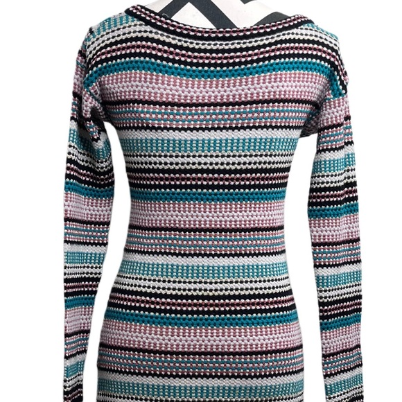 Missoni Striped Wool Blend Sz 8 Knit Metallic V-Neck Babydoll Y2K Dress - Picture 5 of 13